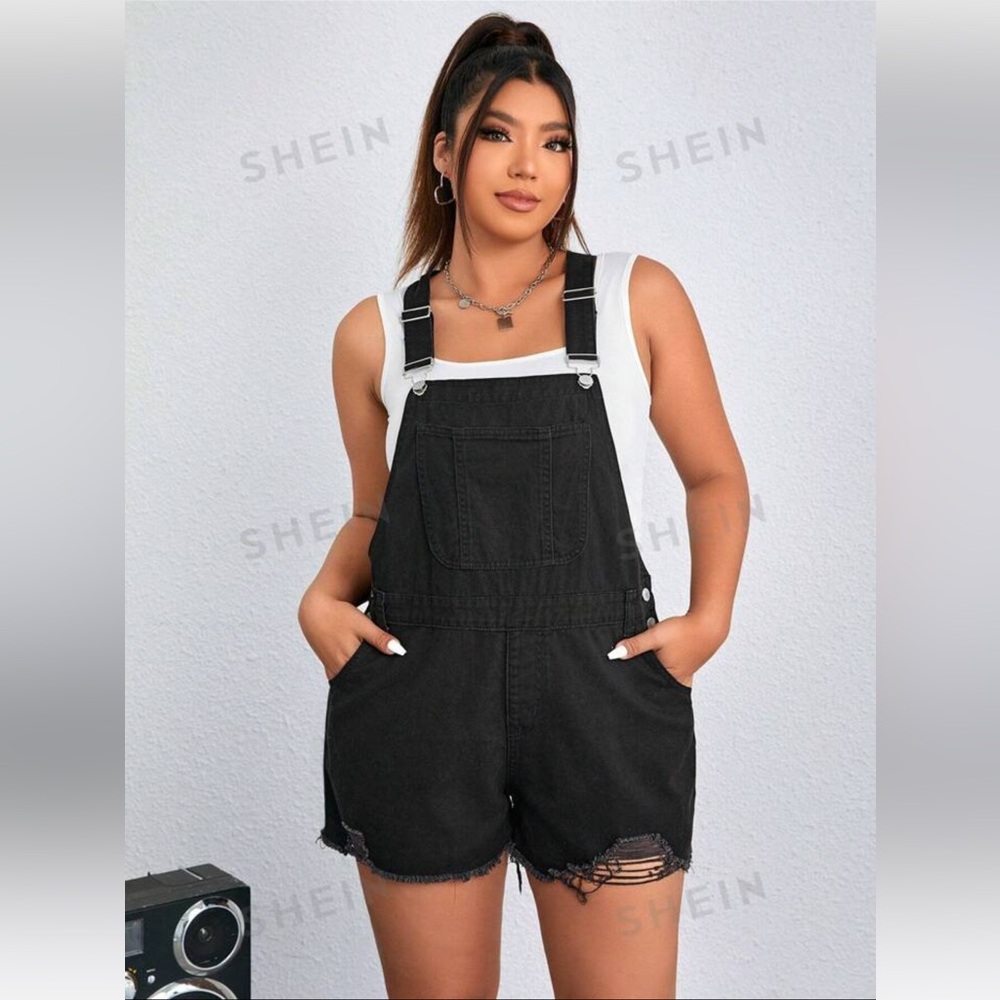 Black Jean overall shorts 3x
